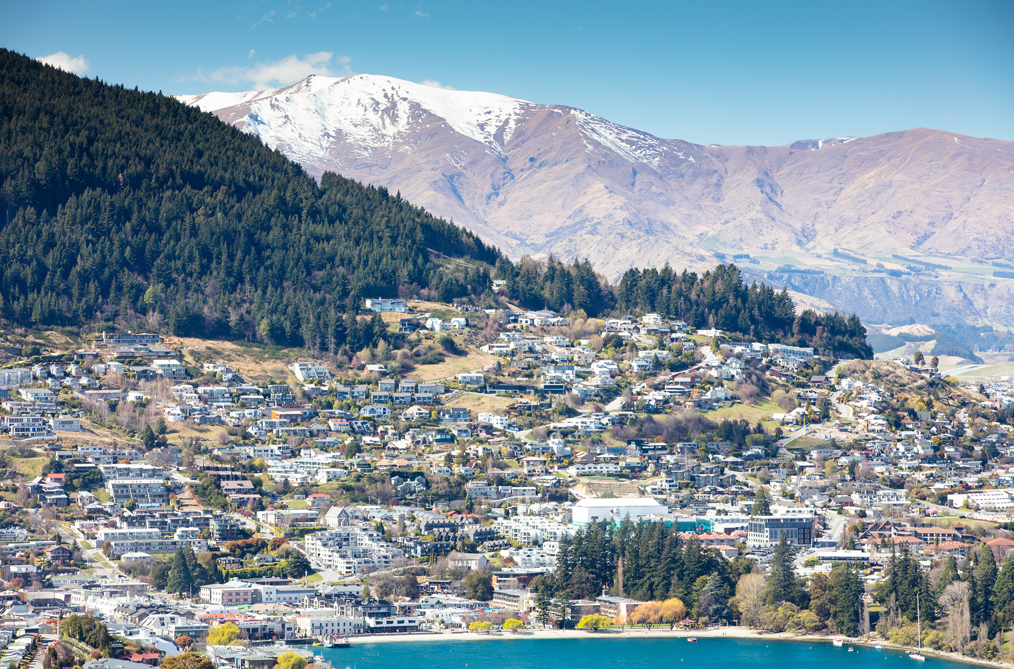 Aerial view of Queenstown showing land use and urban development.